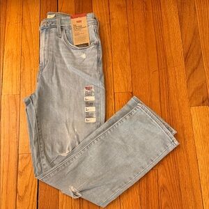 Levi's Women's Light Blue 724 High Rise Slim‎ Straight Cropped NWT